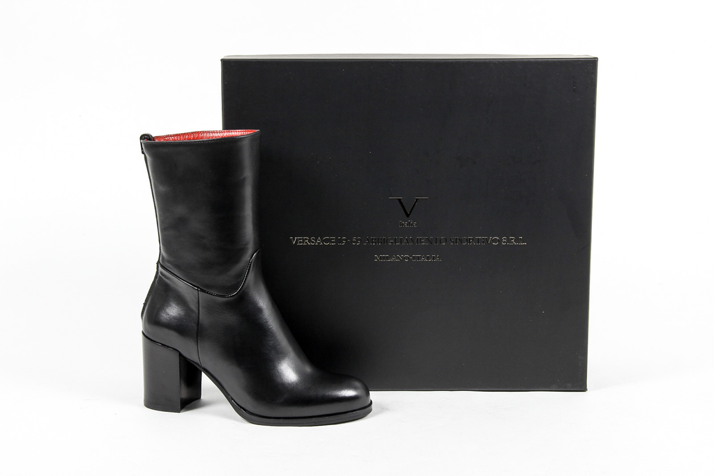 V 1969 Italia Stivaletto corto da donna nero CASE
