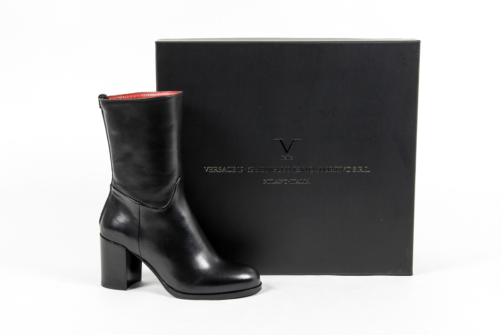 V 1969 Italia Stivaletto corto da donna nero CASE