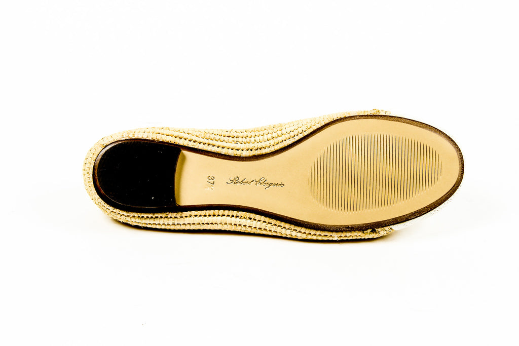 Robert Clergerie Paris Ballerina da donna GINO TRAME BLANC PAILLE NATURELLE D
