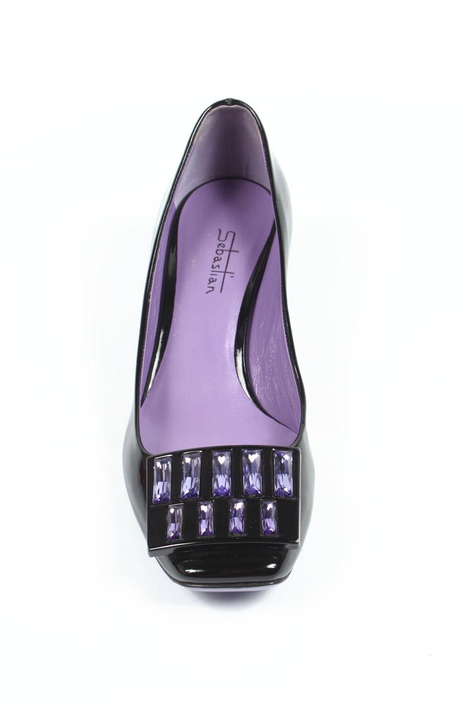 Ballerina da donna Sebastian Milano S3526VGP VERN NERA+STRASS VIOLETTO