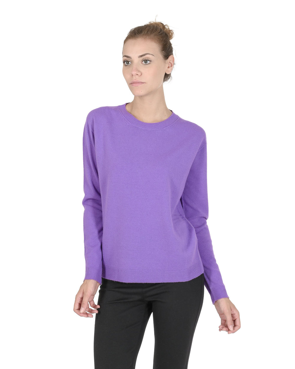 Maglione girocollo da donna in cashmere Crown of Edinburgh COE 0014 LAVANDA