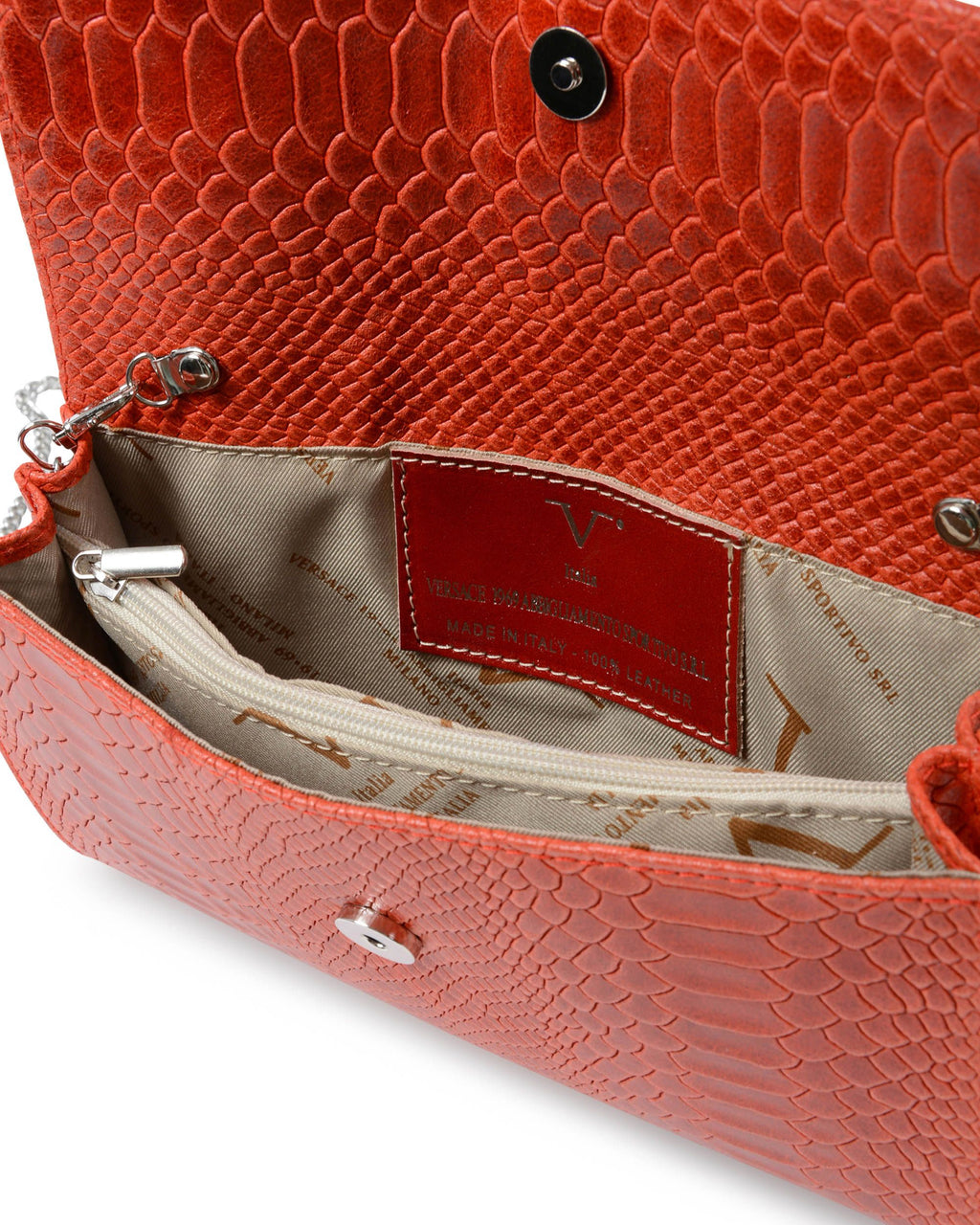 Borsa A Spalla Donna V Italia Rossa V1513 PITONE STAMPATO ROSSO