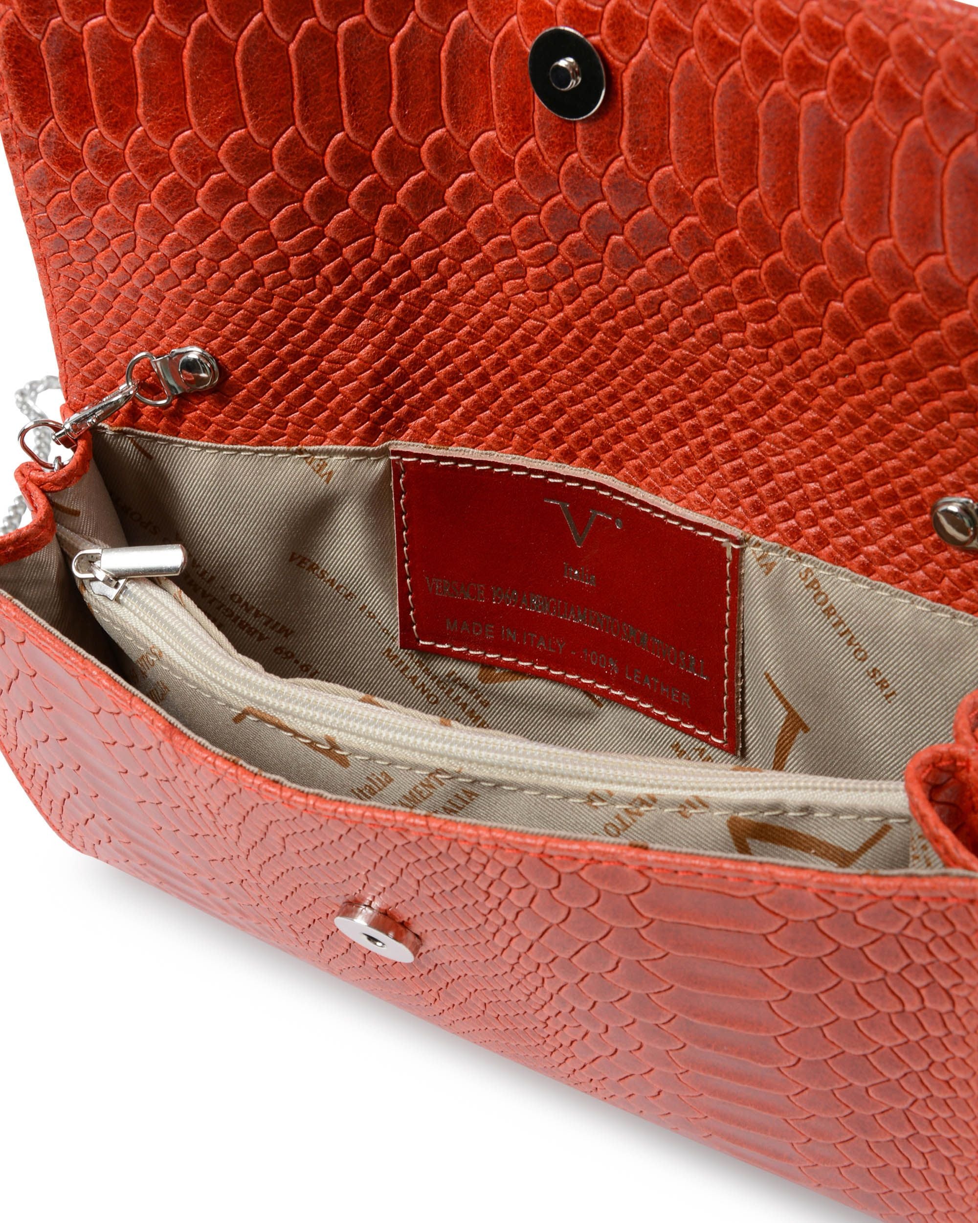 Borsa A Spalla Donna V Italia Rossa V1513 PITONE STAMPATO ROSSO