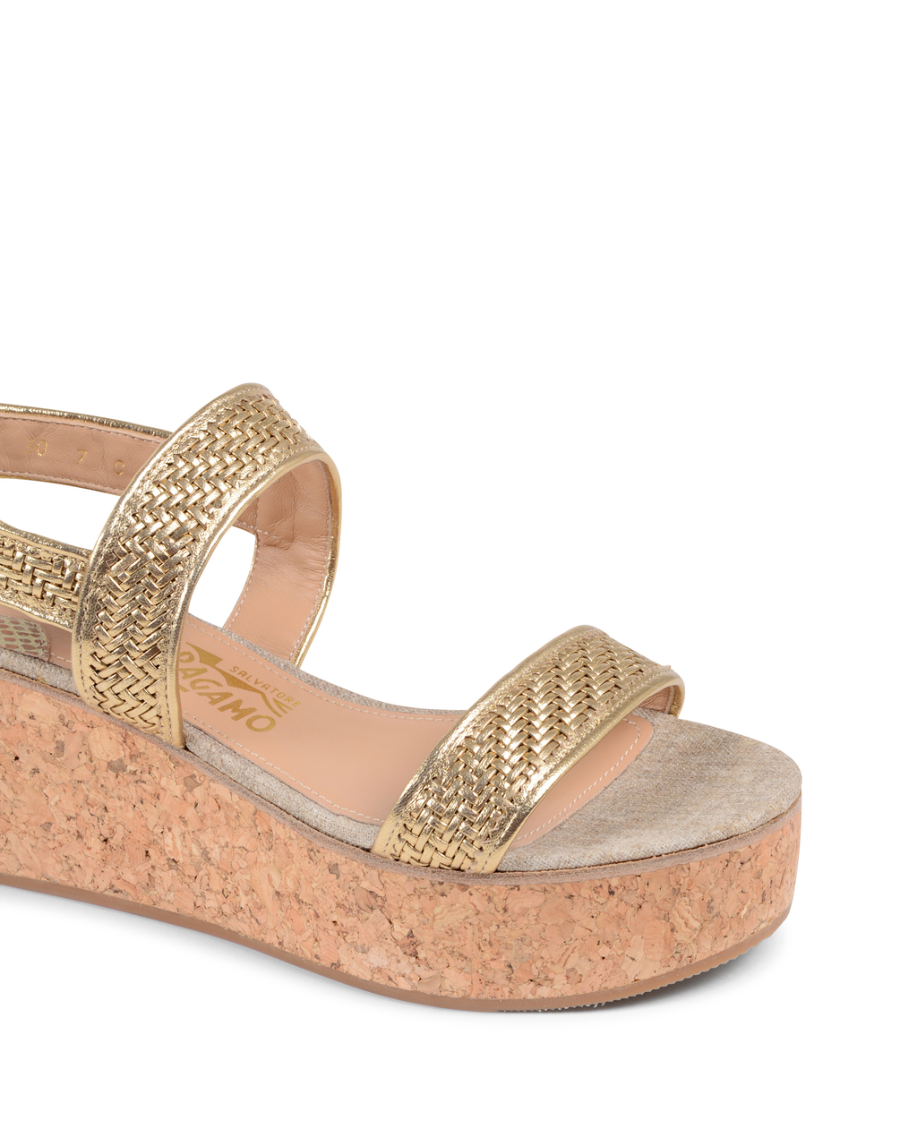Sandalo con zeppa da donna Salvatore Ferragamo Oro EURITEA