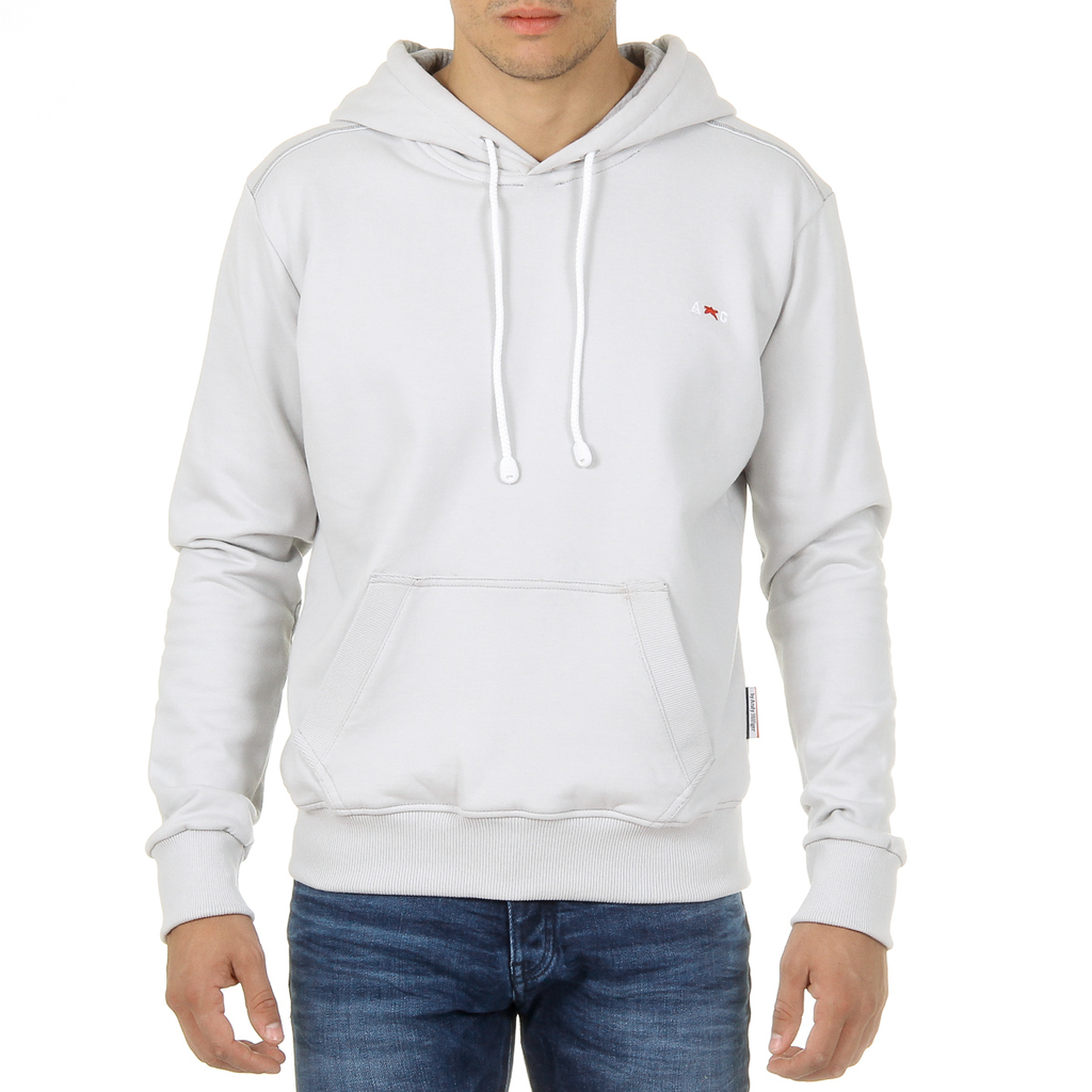 Felpa con cappuccio da uomo Andrew Charles a maniche lunghe e scollo tondo, grigio chiaro FIFI