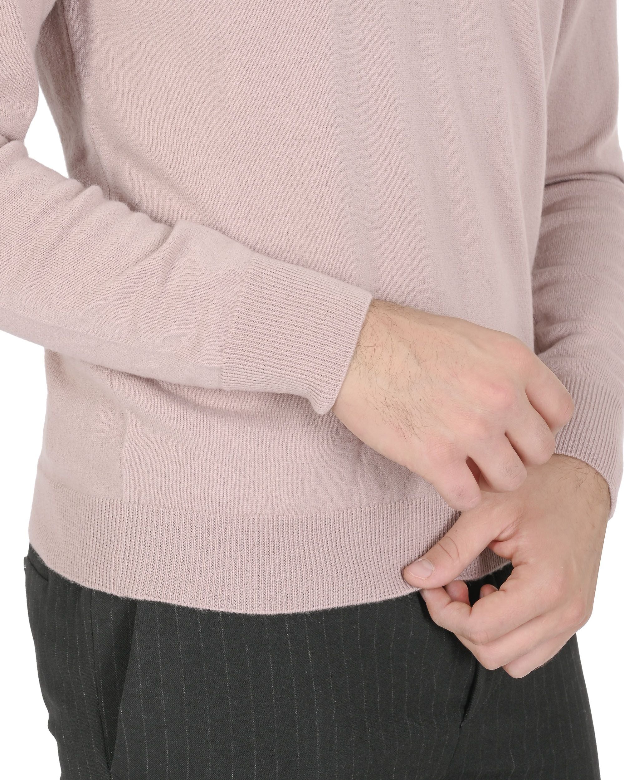 Maglione da uomo in cashmere con scollo a V Crown of Edinburgh COE 0012 ROSA CIPRIA