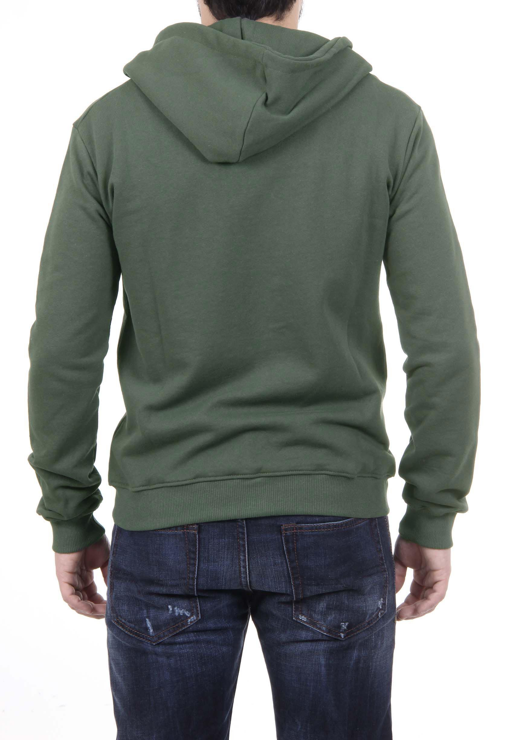 Felpa con cappuccio da uomo V 1969 Italia con cerniera ART. 4468 VERDE MILITARE