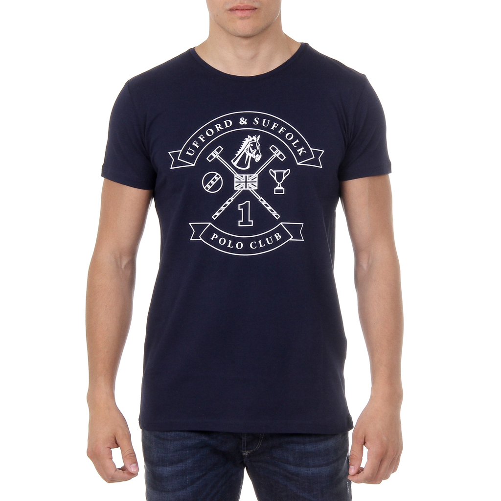 T-shirt da uomo Ufford & Suffolk Polo Club a maniche corte con scollo tondo US027 BLU NAVY