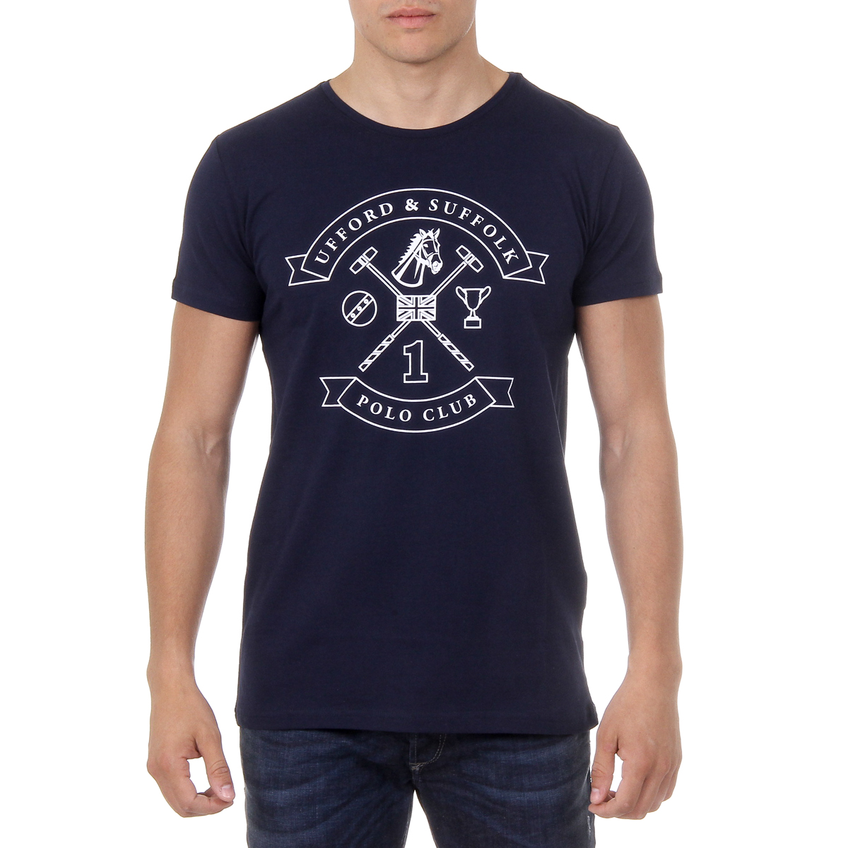 T-shirt da uomo Ufford & Suffolk Polo Club a maniche corte con scollo tondo US027 BLU NAVY