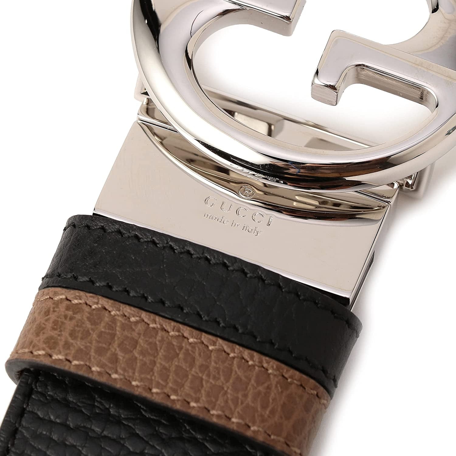 Cintura reversibile Gucci da uomo in pelle nera marrone chiaro