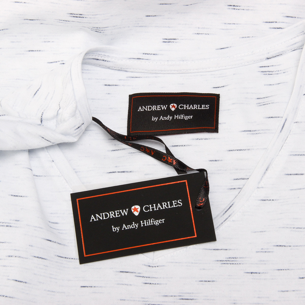Andrew Charles T-shirt da uomo a maniche corte con scollo a V bianca CONNOR