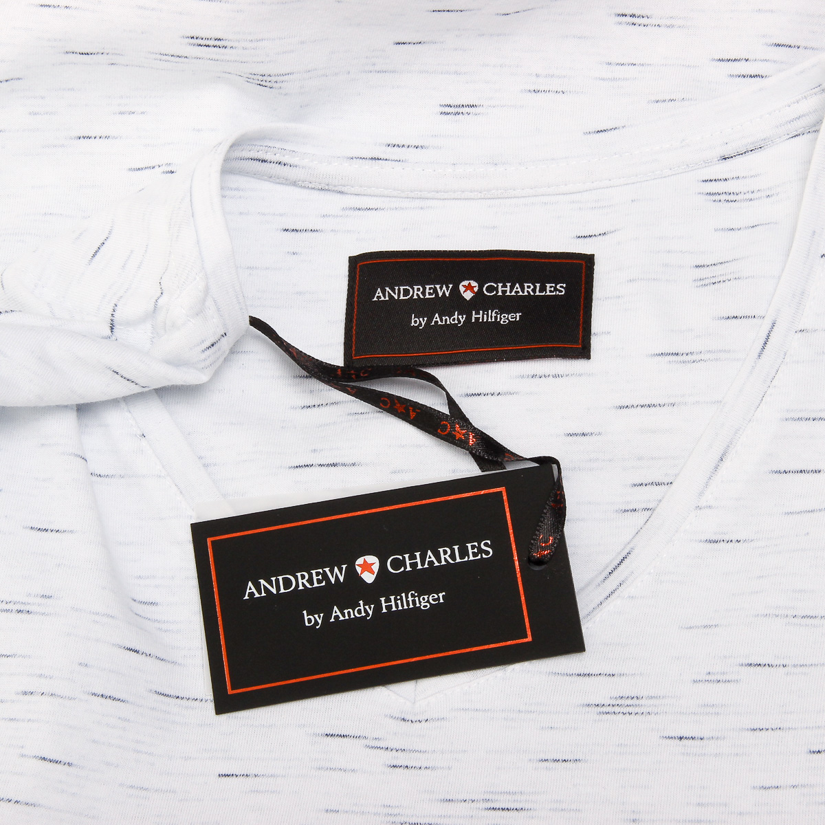 Andrew Charles T-shirt da uomo a maniche corte con scollo a V bianca CONNOR