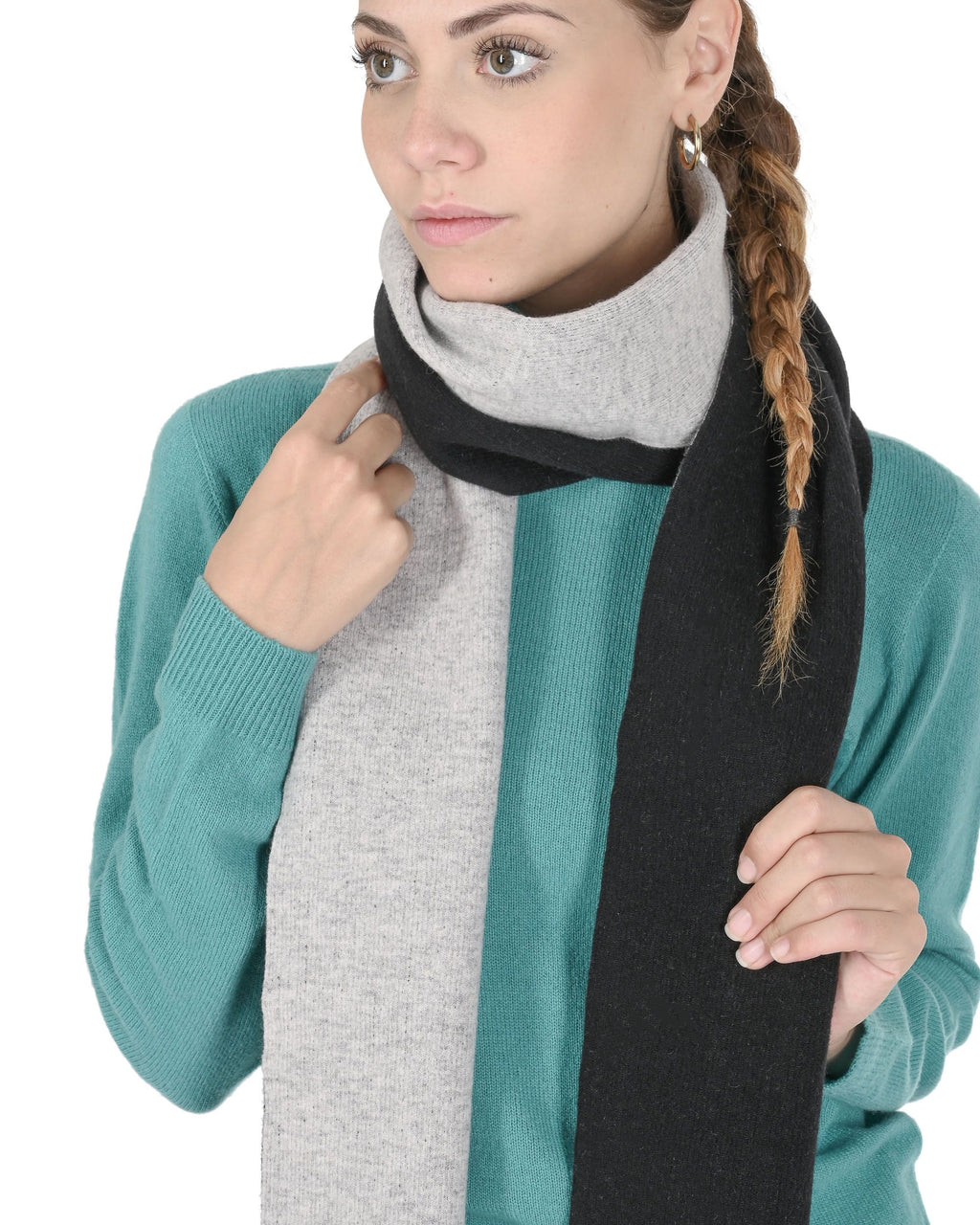 Sciarpa da donna in cashmere Crown of Edinburgh COE 0049 NERO GRIGIO