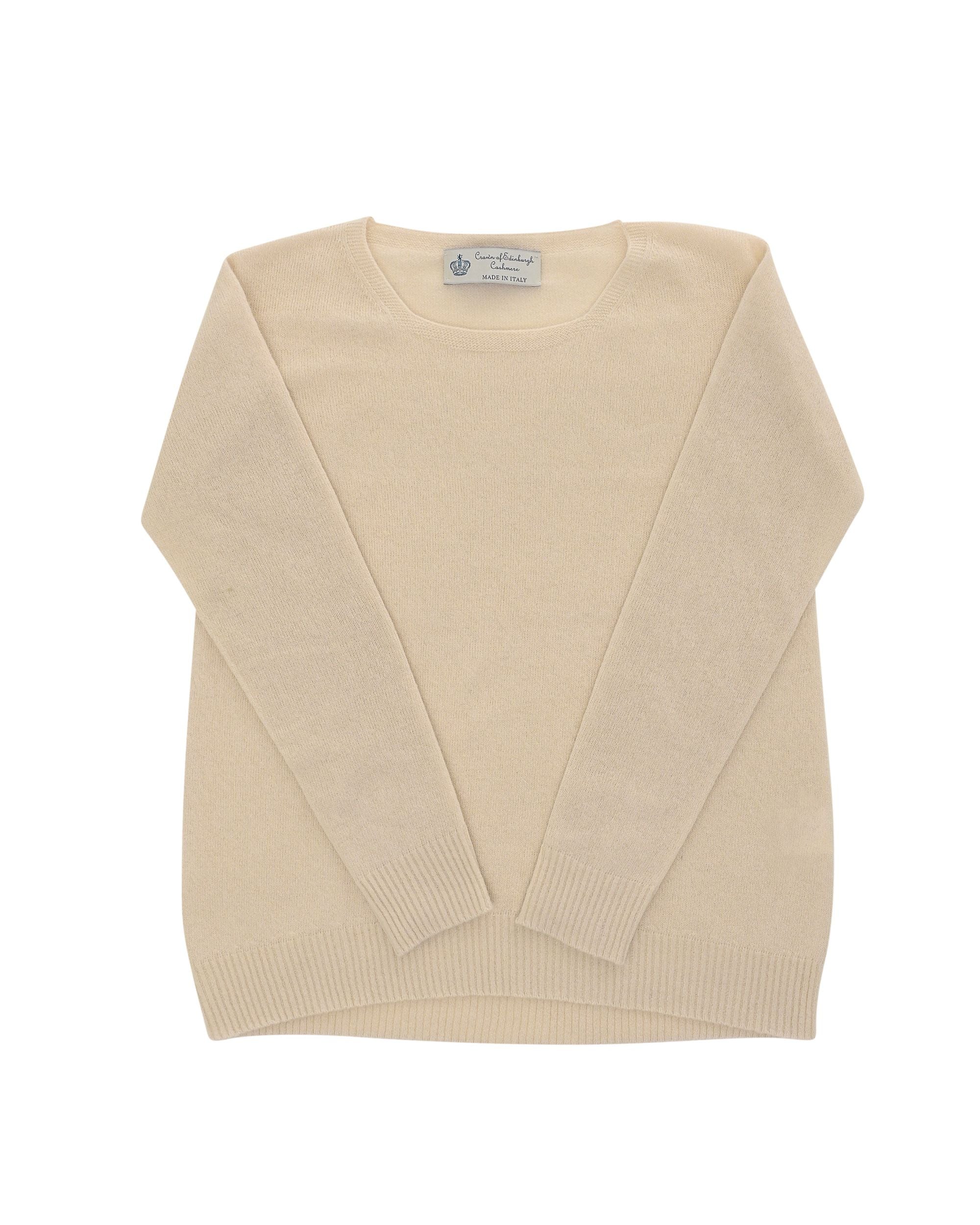 Maglione da donna in cashmere con scollo quadrato Crown of Edinburgh COE 006 SAND