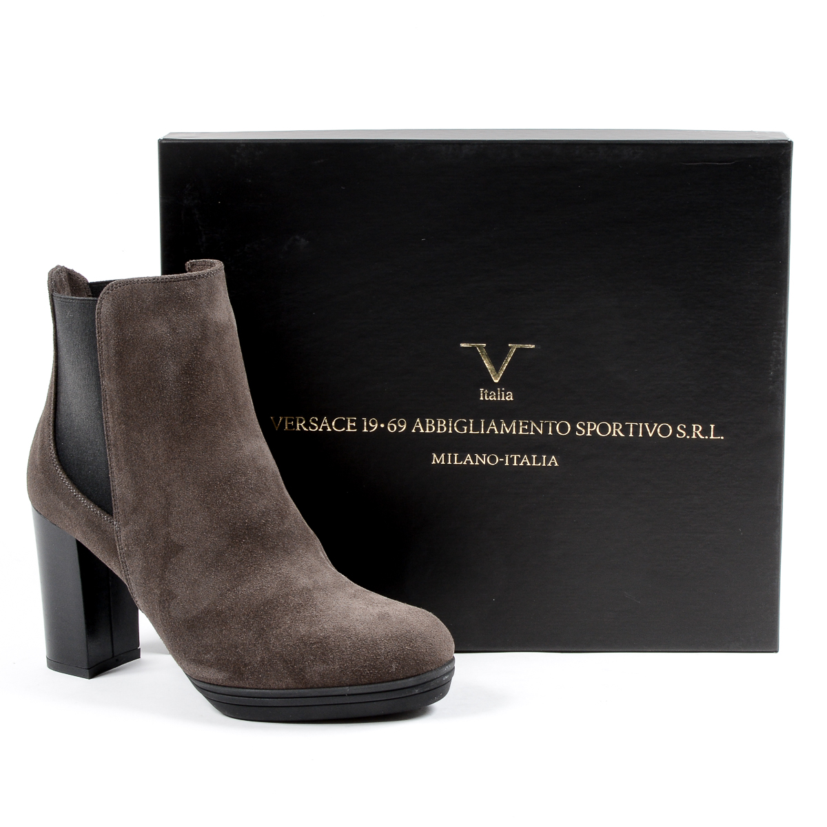 V 1969 Italia Stivaletto con tacco da donna Marrone MADELYN