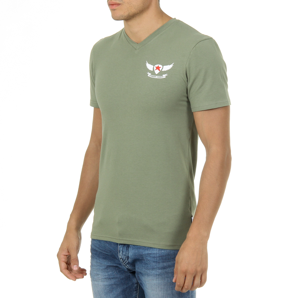 Andrew Charles Maglietta da uomo a maniche corte con scollo a V, verde KENAN