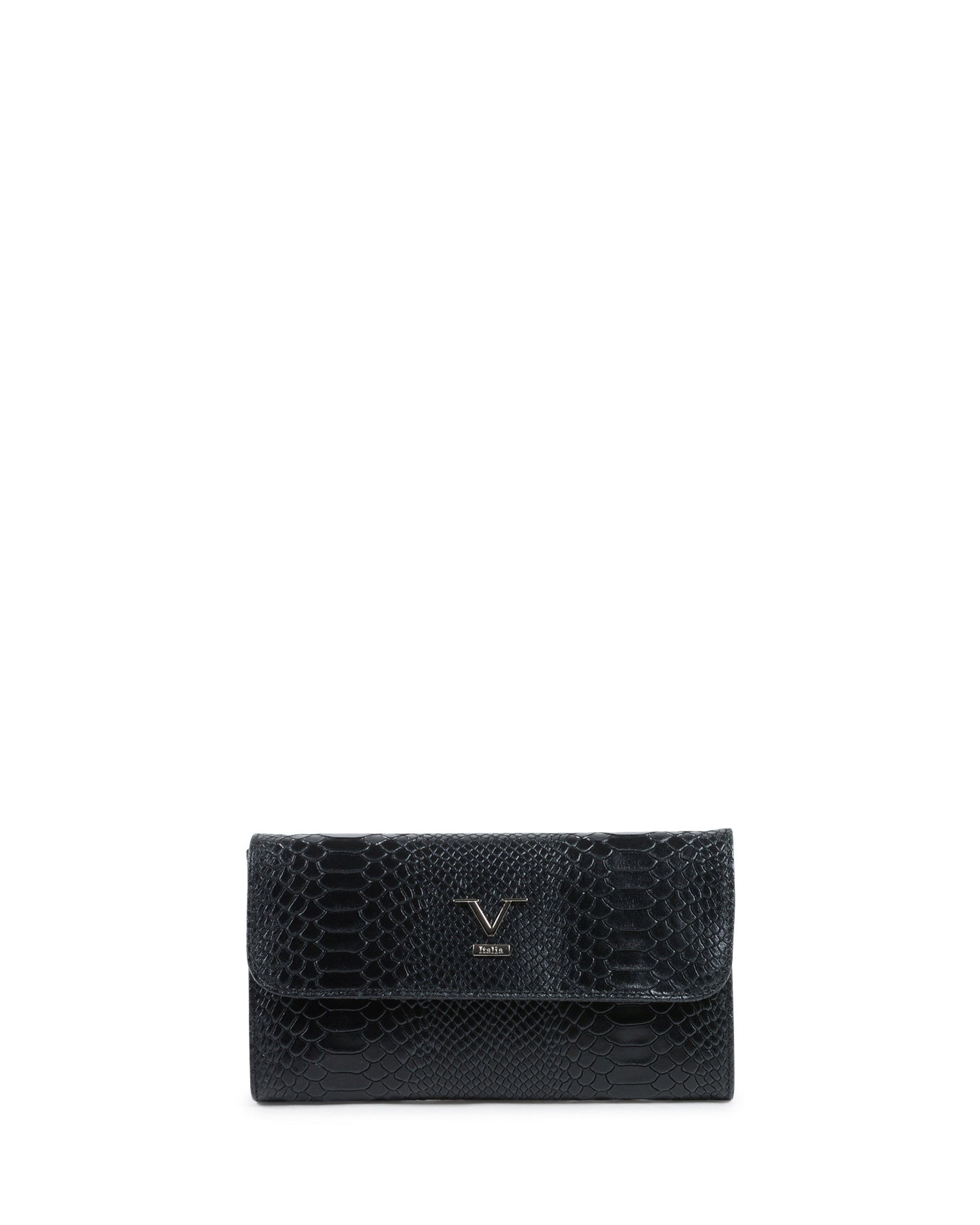 Borsa a Spalla Donna V Italia Nera V1513 PITONE STAMPATO NERO