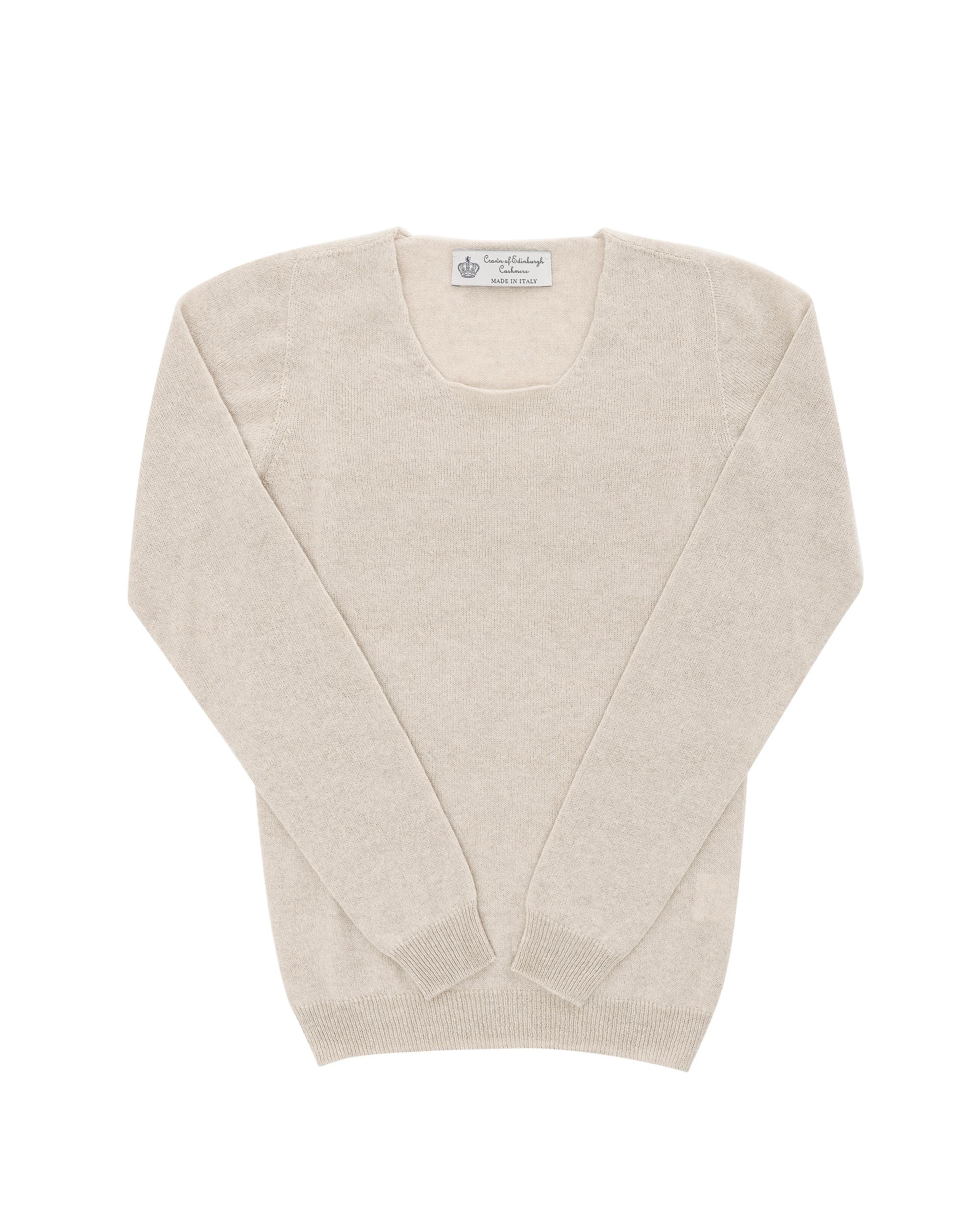 Maglione da donna in cashmere con scollo quadrato Crown of Edinburgh COE 0024 LINO