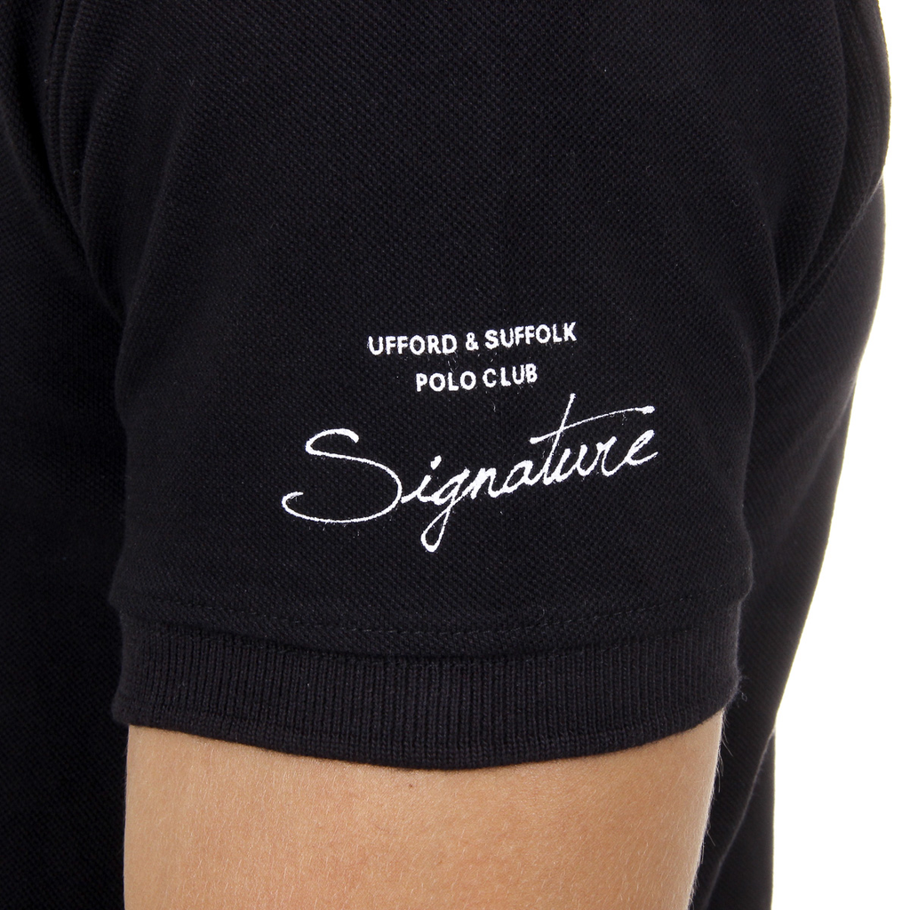 Polo da uomo a maniche corte Ufford & Suffolk Polo Club US026 NERO