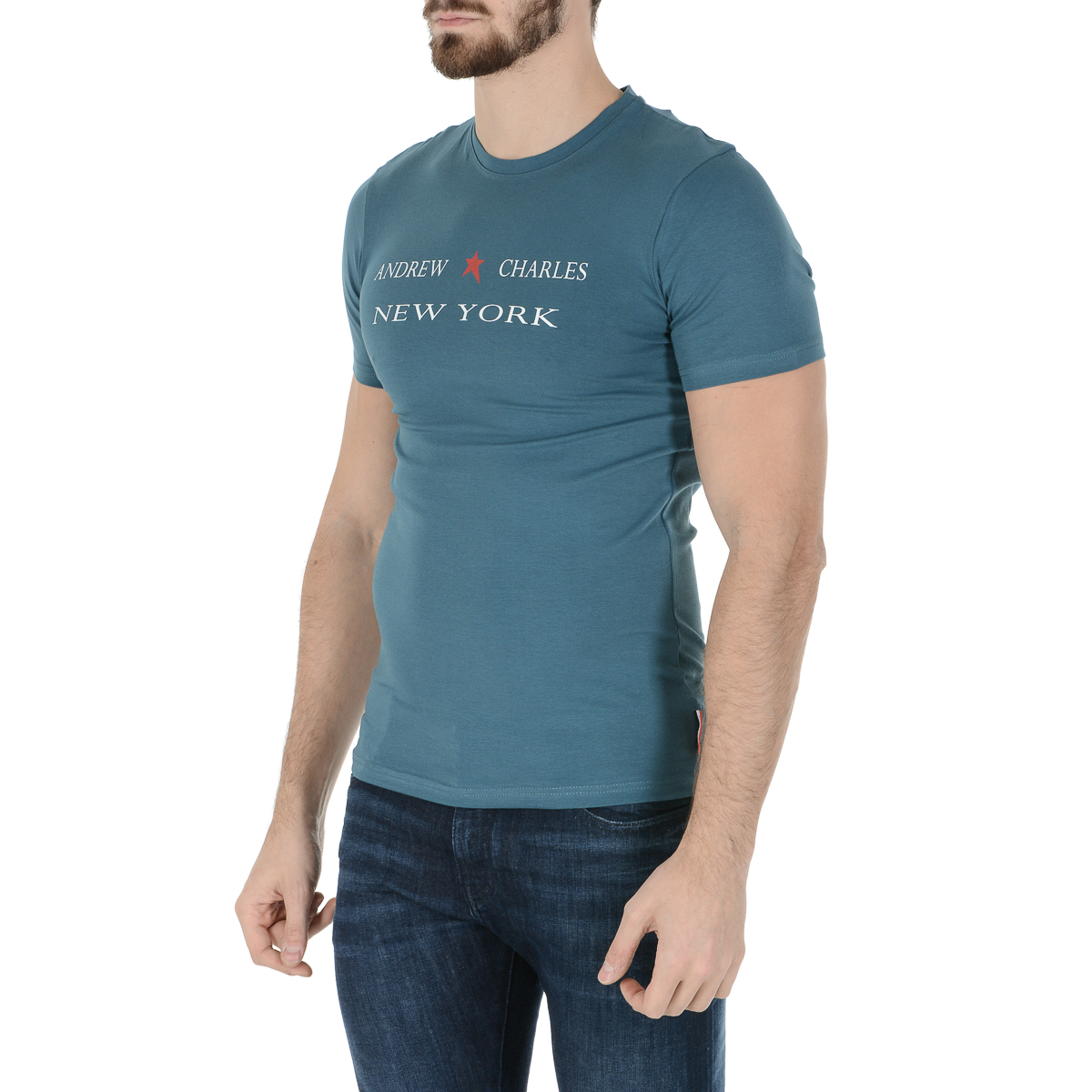 Andrew Charles T-shirt da uomo a maniche corte con scollo rotondo verde KEITA