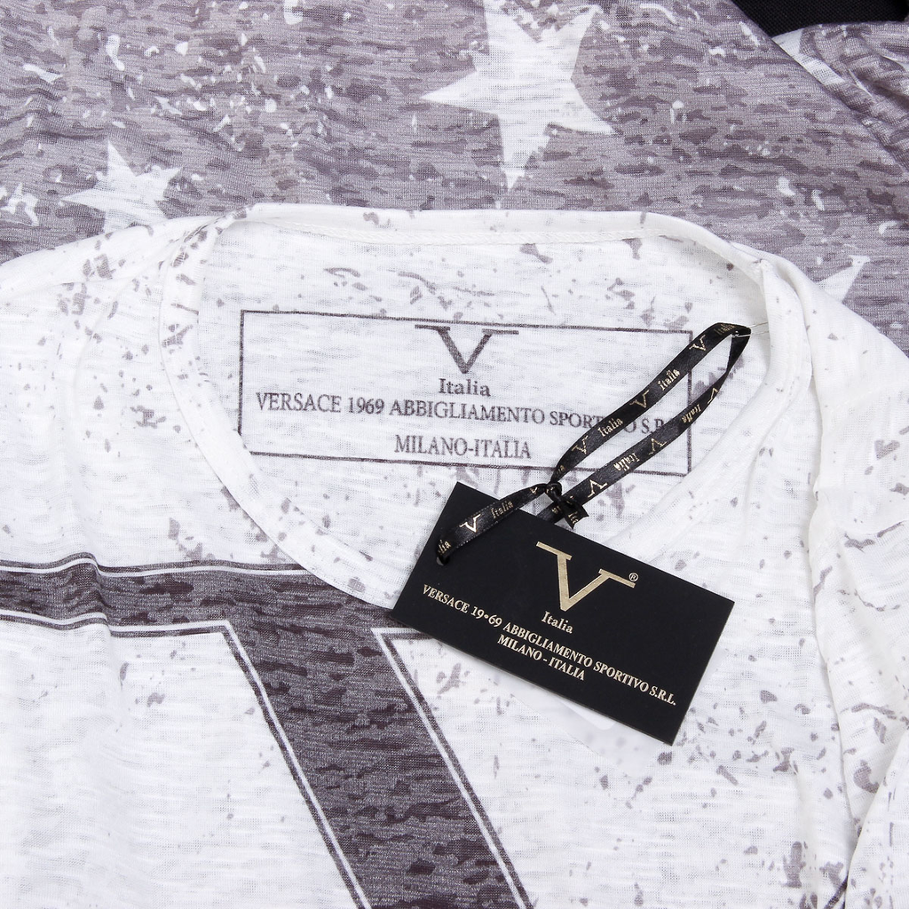 V 1969 Italia T-shirt da uomo a maniche corte con scollo tondo multicolore DAVID