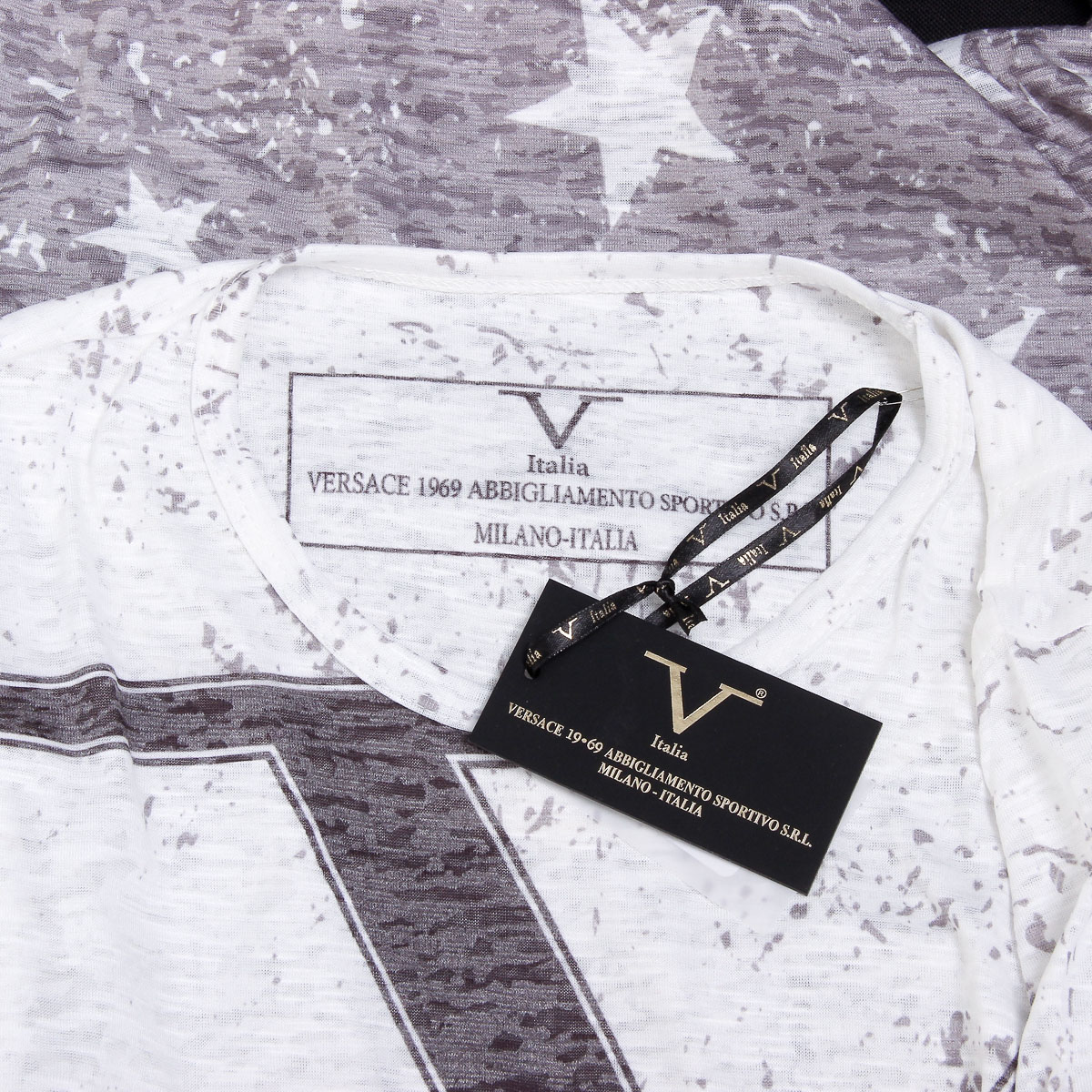 V 1969 Italia T-shirt da uomo a maniche corte con scollo tondo multicolore DAVID
