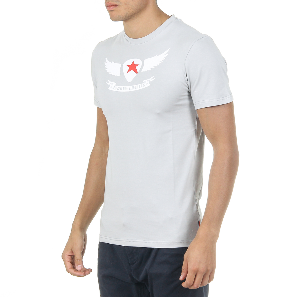 Andrew Charles T-shirt da uomo a maniche corte con scollo rotondo grigio chiaro KEITA