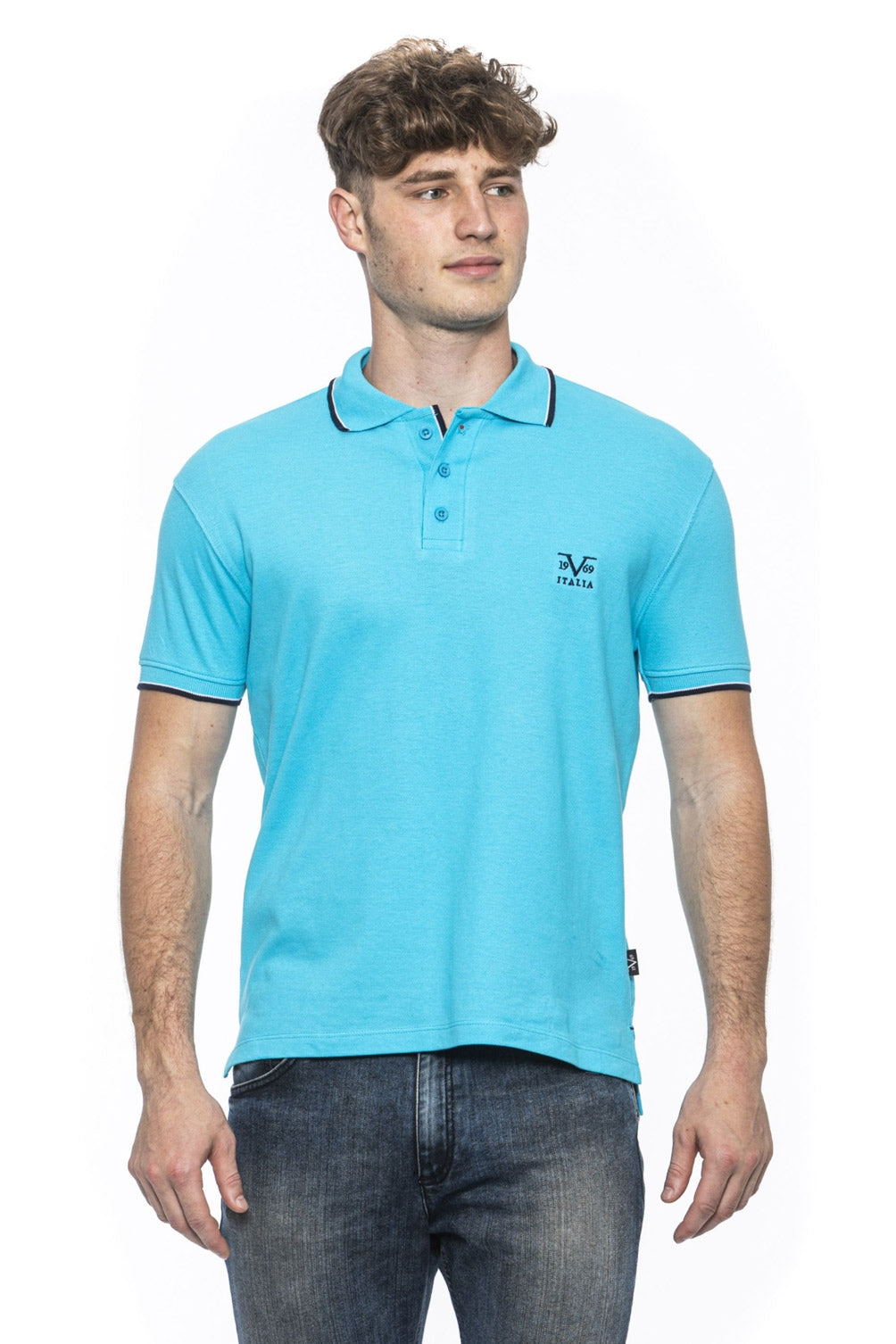 19V69 Italia Polo Uomo Azzurro COSTINA TURCHESE