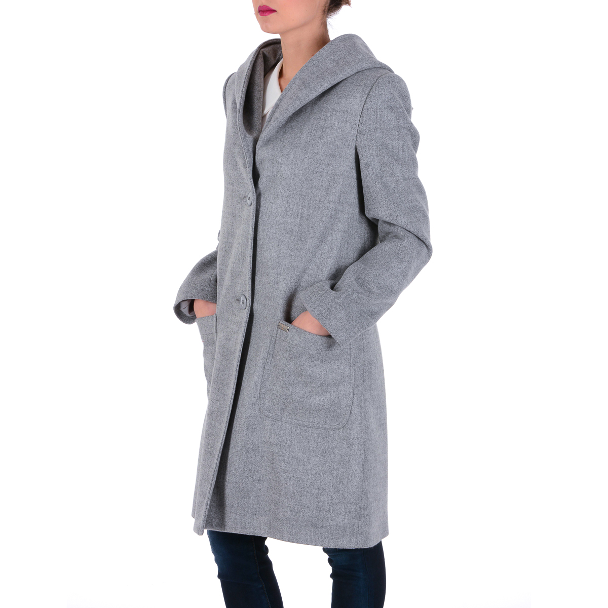 V 1969 Italia Cappotto da donna a maniche lunghe grigio chiaro STOCCOLMA