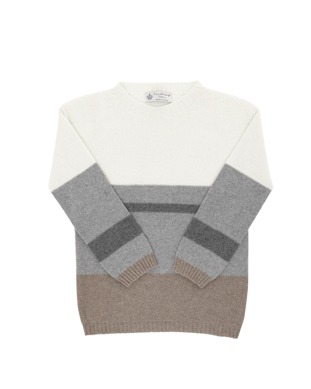 Maglione da donna in cashmere con scollo a barca Crown of Edinburgh COE 0017 GRIGIO/CREMA/TORTORA