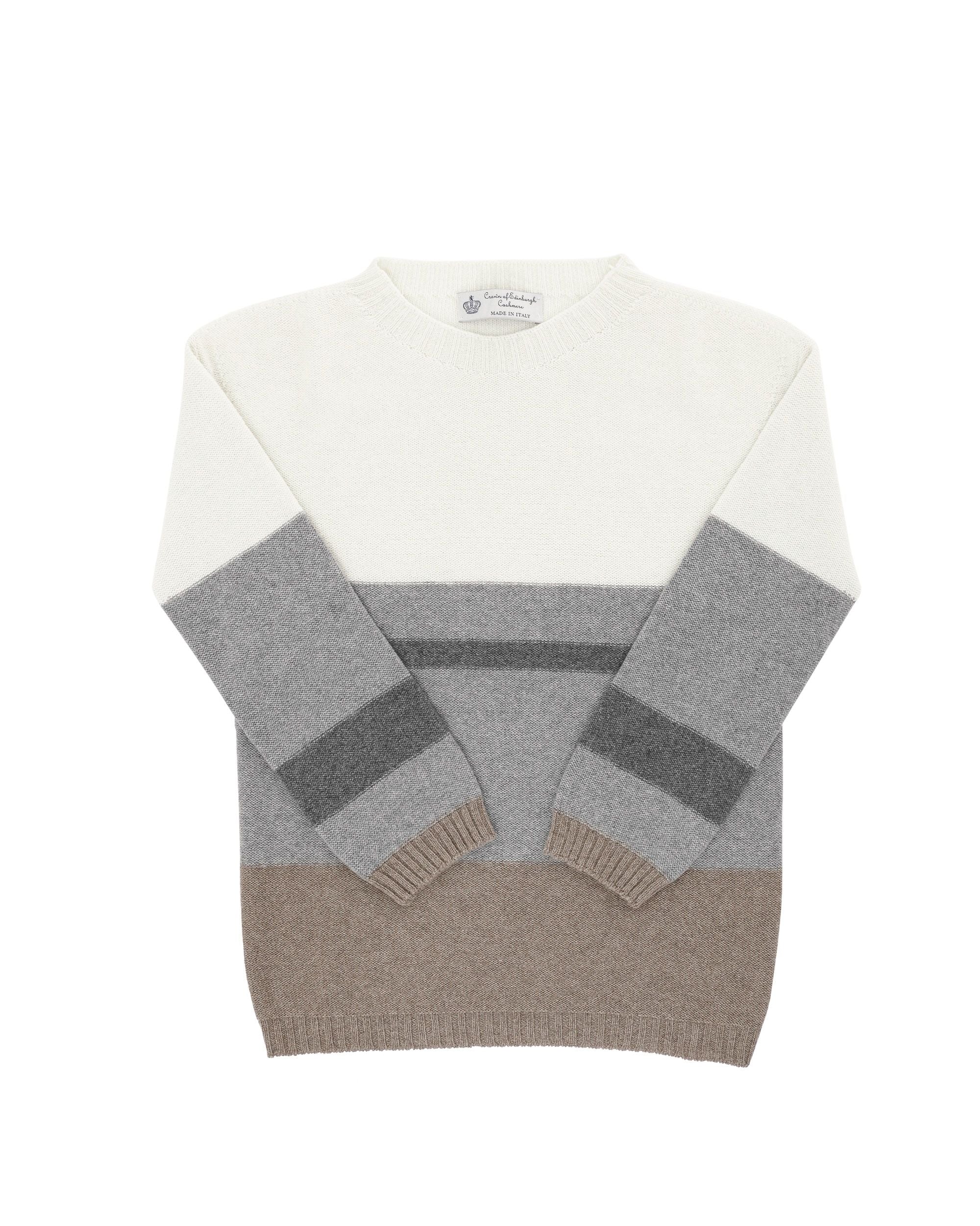 Maglione da donna in cashmere con scollo a barca Crown of Edinburgh COE 0017 GRIGIO/CREMA/TORTORA