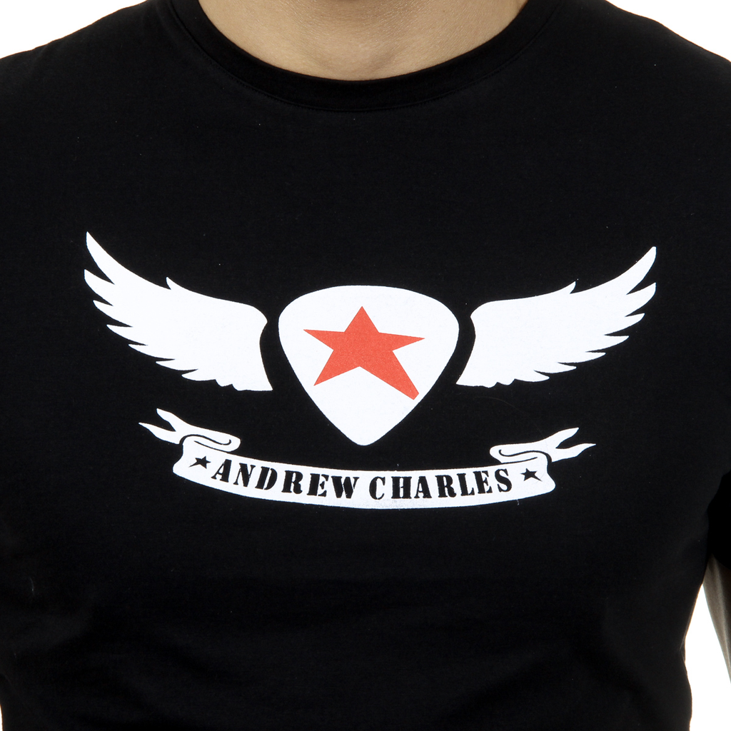 Andrew Charles T-shirt da uomo a maniche corte con scollo rotondo, nera KEITA