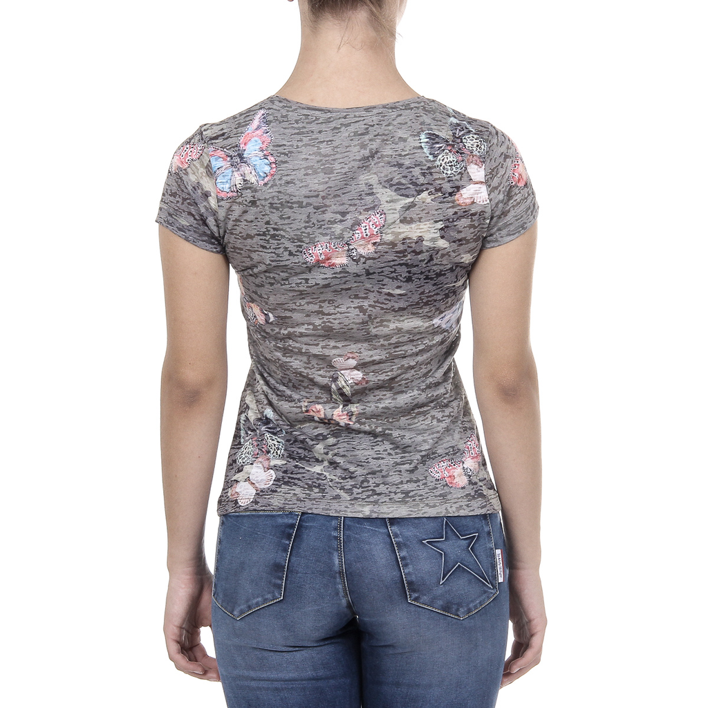 Andrew Charles T-shirt da donna a maniche corte con scollo a V verde scuro STELLA
