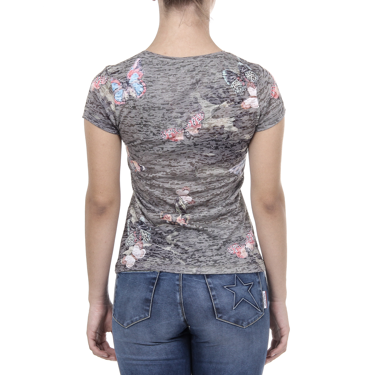 Andrew Charles T-shirt da donna a maniche corte con scollo a V verde scuro STELLA