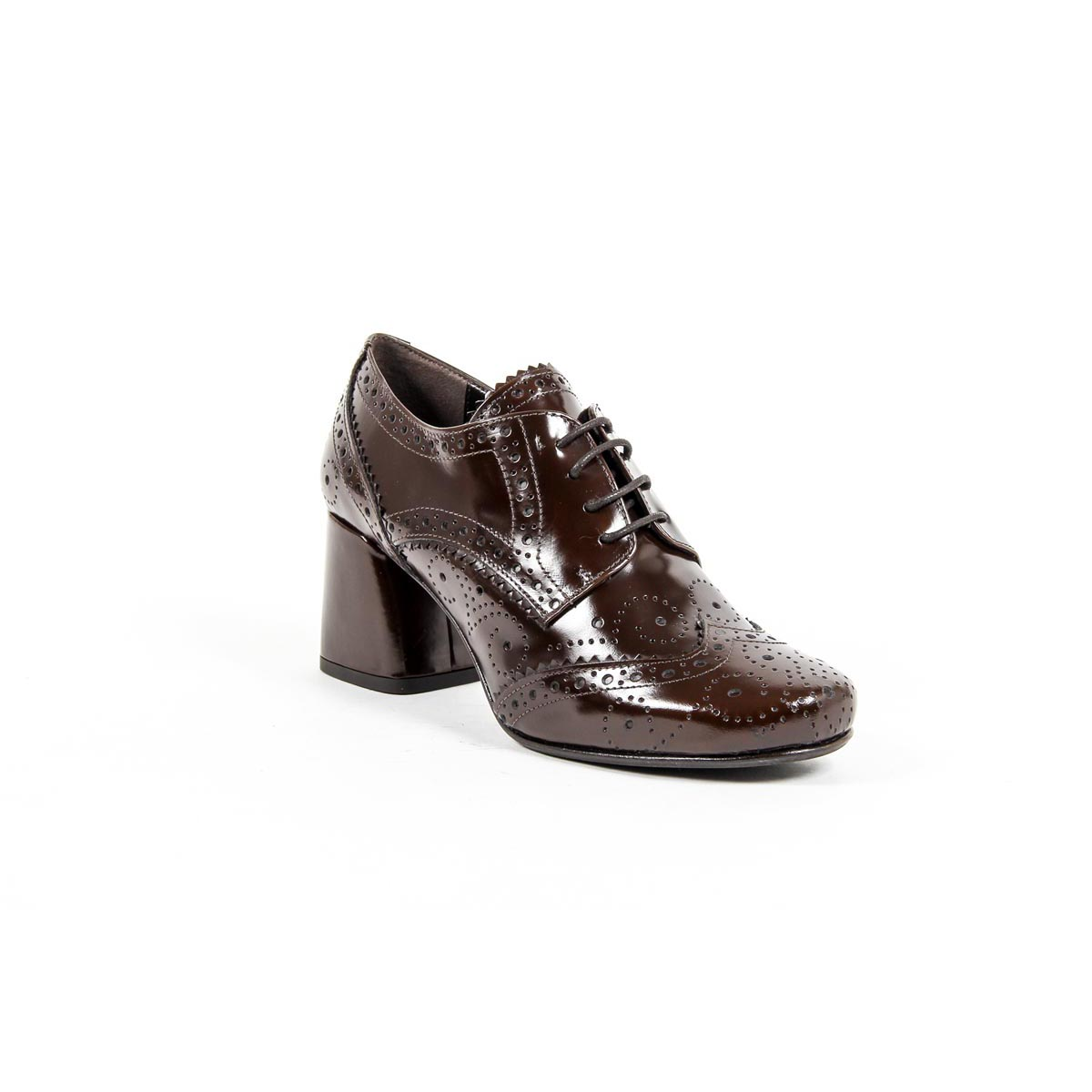 V 1969 Italia Scarpa brogue con tacco da donna B2460 AMALFI MORBIDO MARRONE