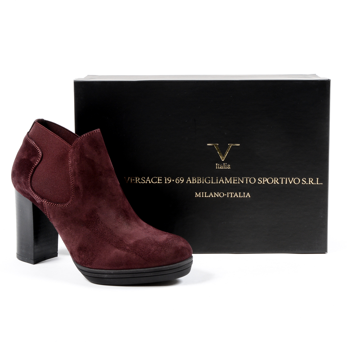 V 1969 Italia Stivaletto con tacco da donna Bordeaux GRACY
