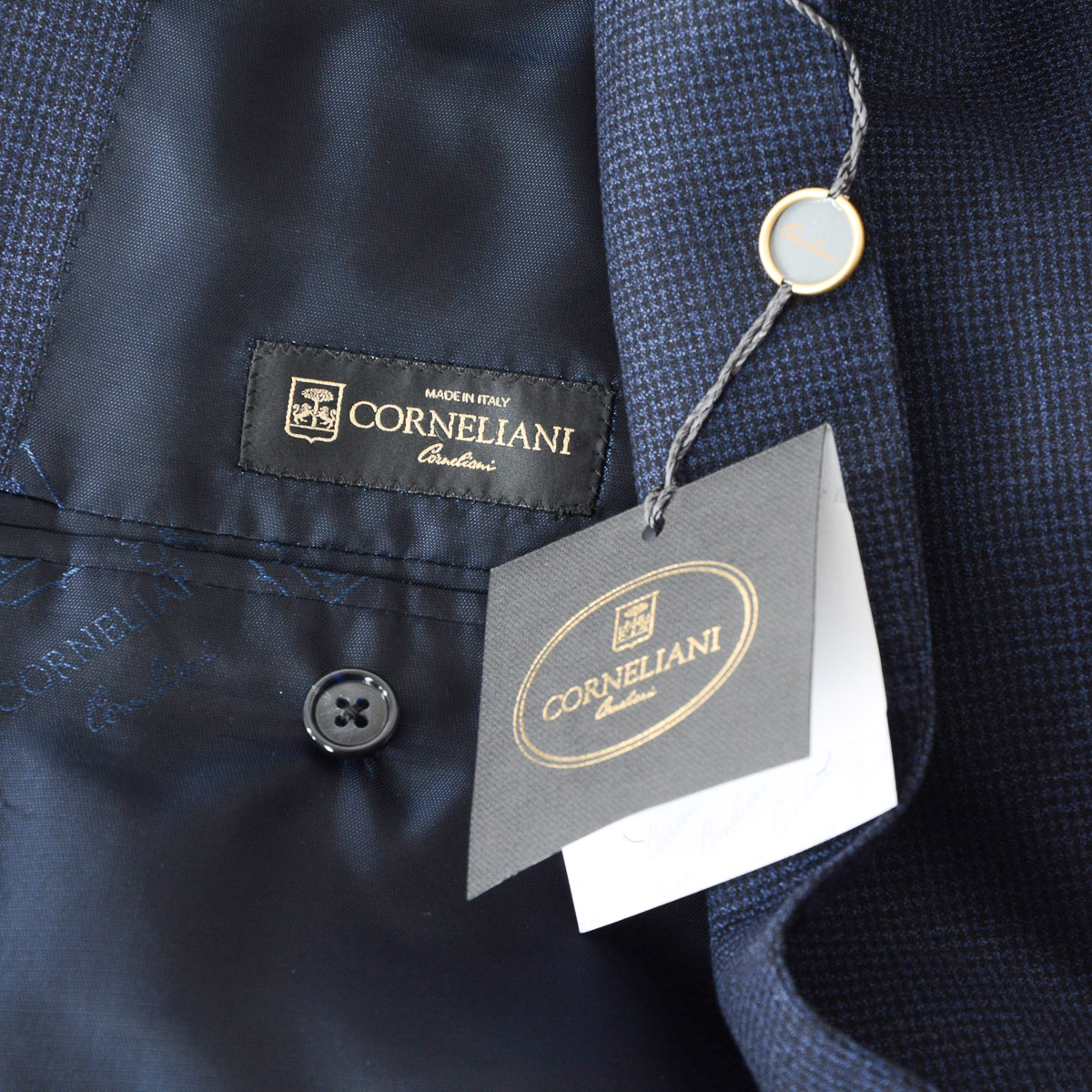 Abito da uomo Corneliani maniche lunghe blu scuro Super 150's
