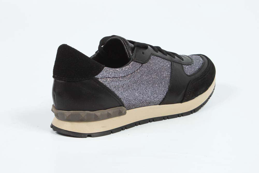 Sneaker da donna V 1969 Italia 602 GLITTER CANNA FUCILE VITELLO NERO