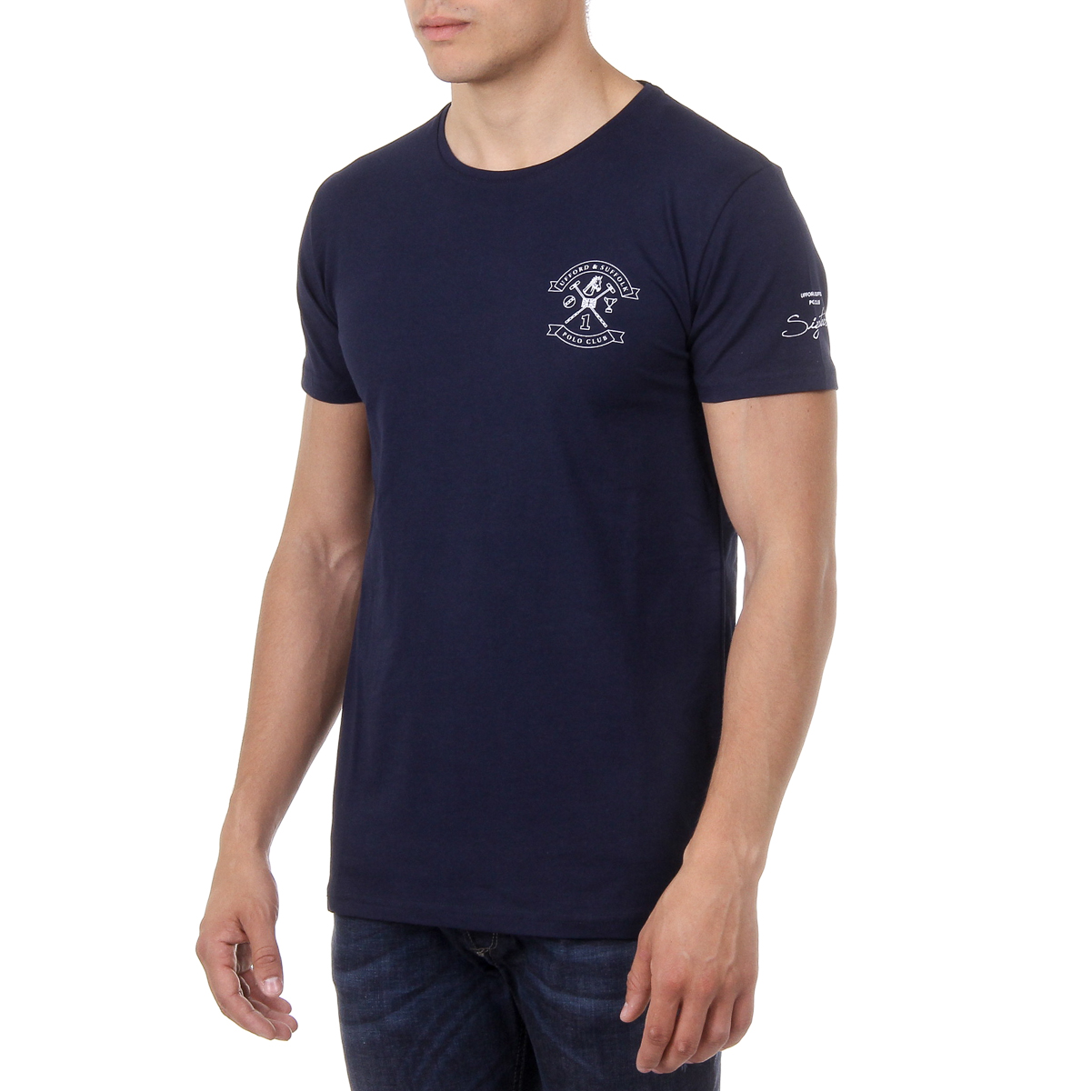 T-shirt da uomo Ufford & Suffolk Polo Club a maniche corte con scollo tondo US028 BLU NAVY