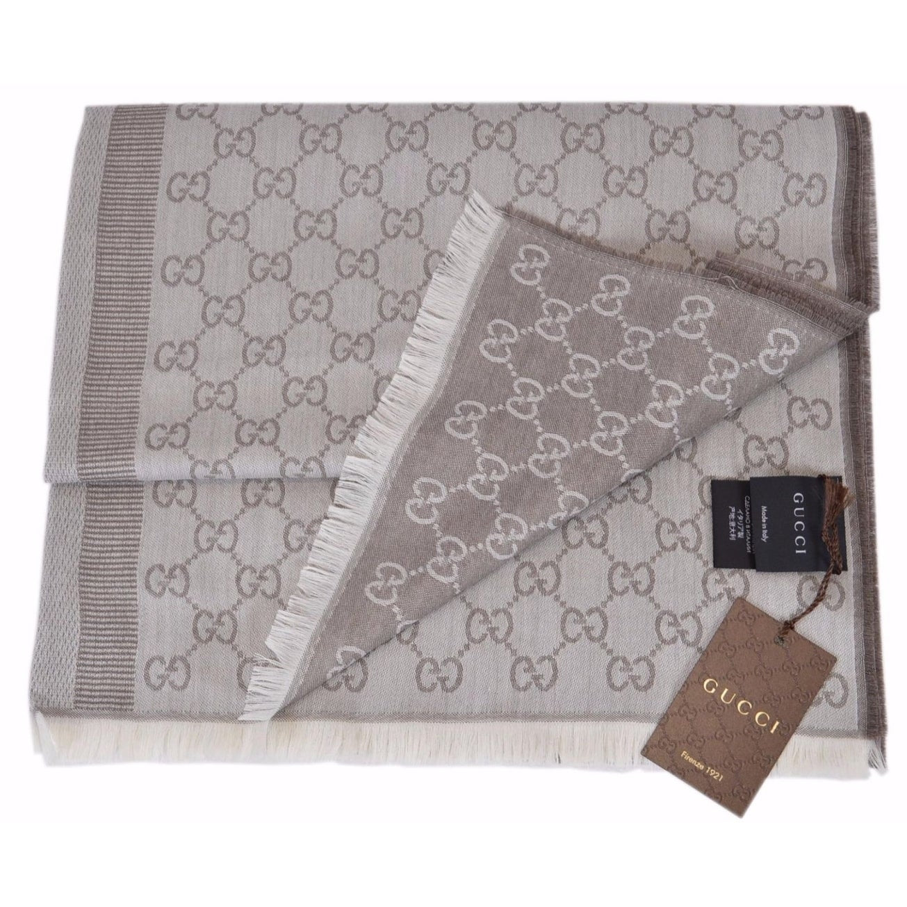Sciarpa Gucci uomo 70x195 marrone chiaro