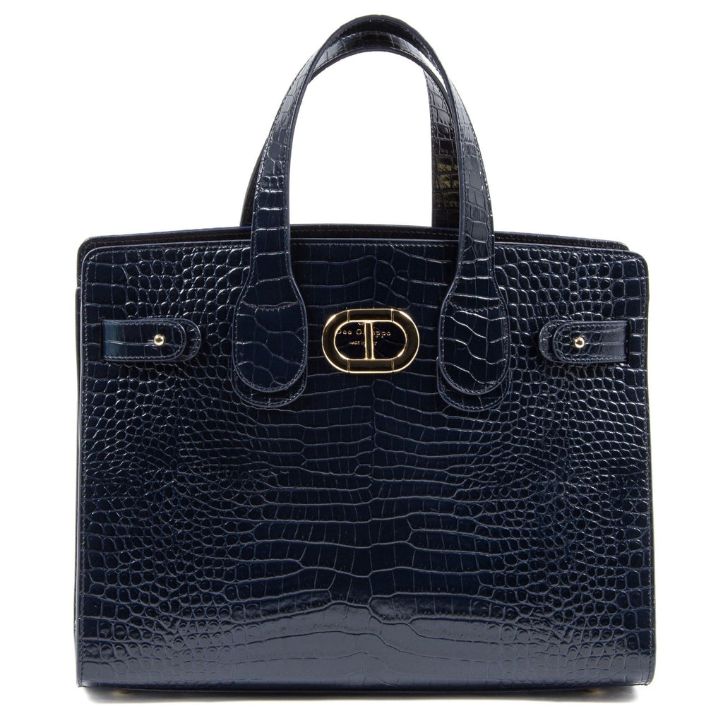 Borsa tote grande blu Verona Cocco