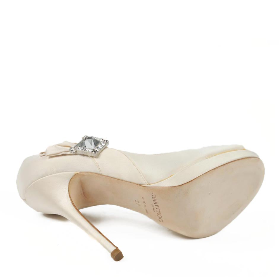 Jimmy Choo decollete punta aperta GRANT Satin Ivory