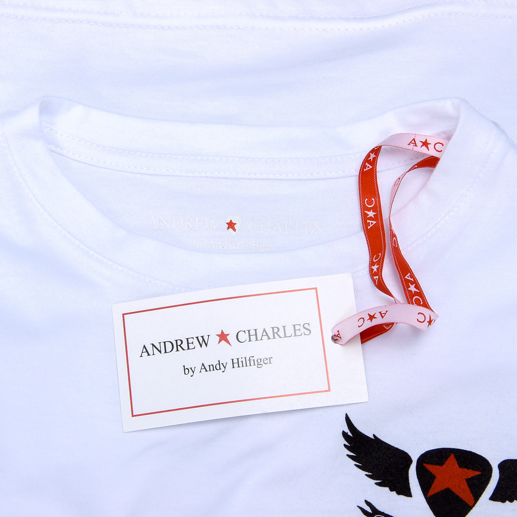 Andrew Charles Maglietta da donna a maniche corte con scollo rotondo, bianca TARANA