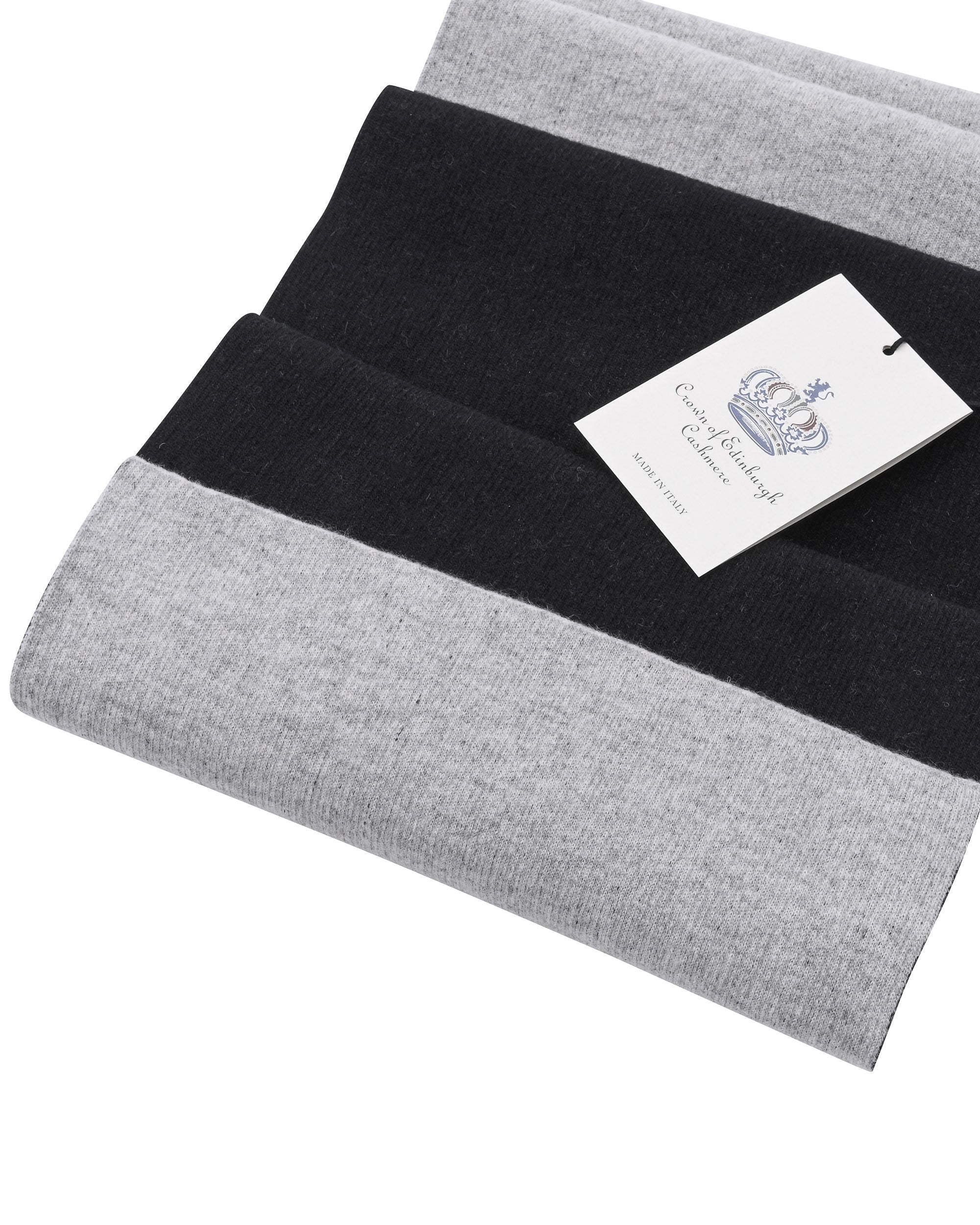 Sciarpa da donna in cashmere Crown of Edinburgh COE 0049 NERO GRIGIO