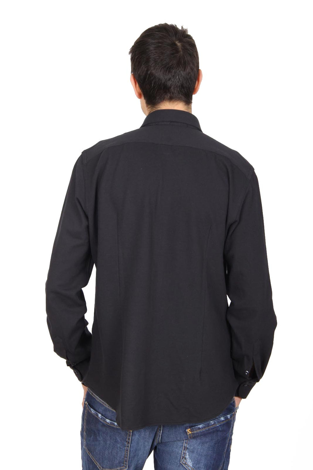 V 1969 Italia camicia da uomo a maniche lunghe Paris Piquet Nero