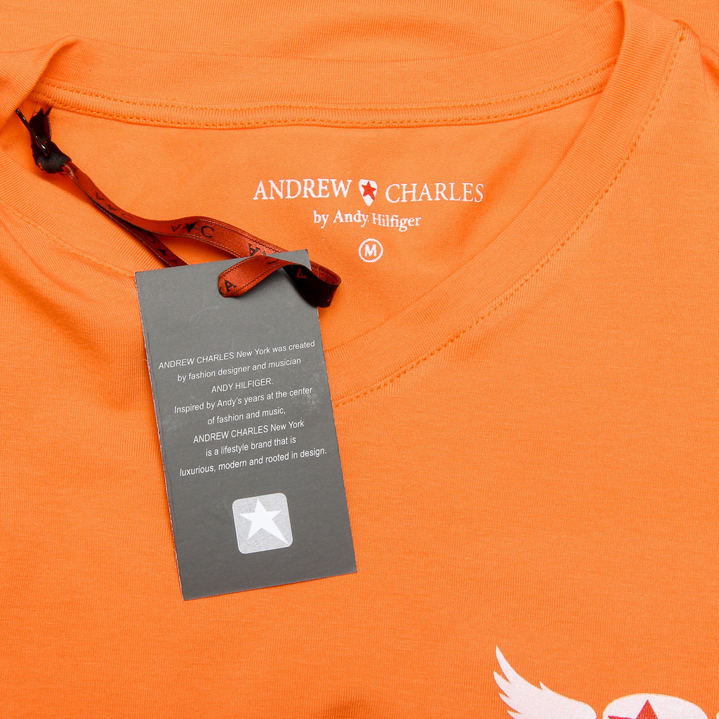 Andrew Charles Maglietta da uomo a maniche corte con scollo a V arancione KENAN