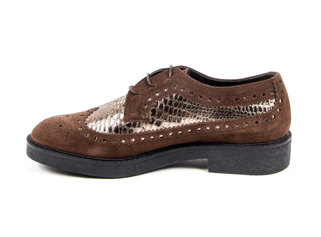 V 1969 Italia Womens Brogue Shoe B1670 VELOUR + PIETRA T. MORO