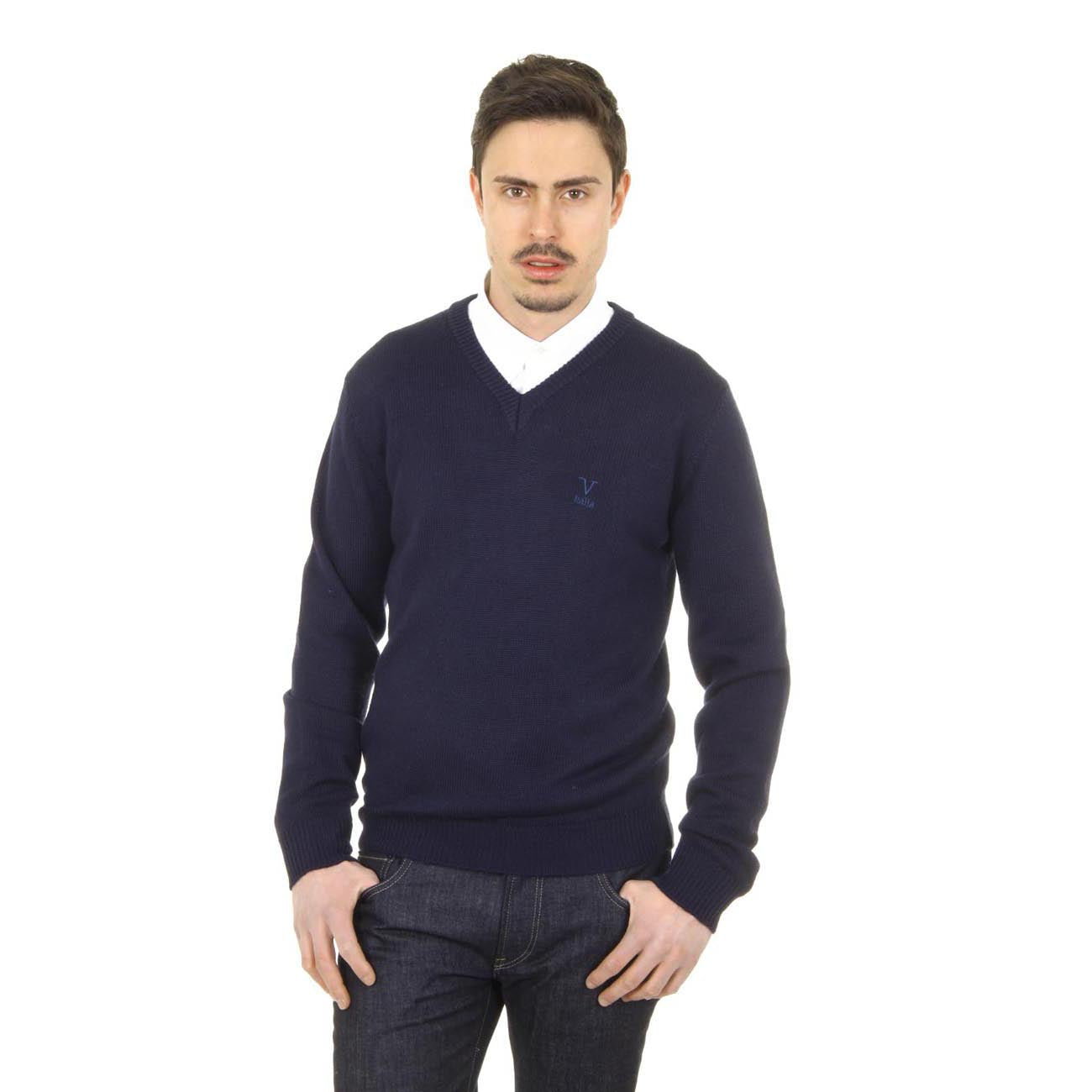 Maglione uomo scollo a V V 1969 Italia 9803 SCOLLO V BLU NAVY