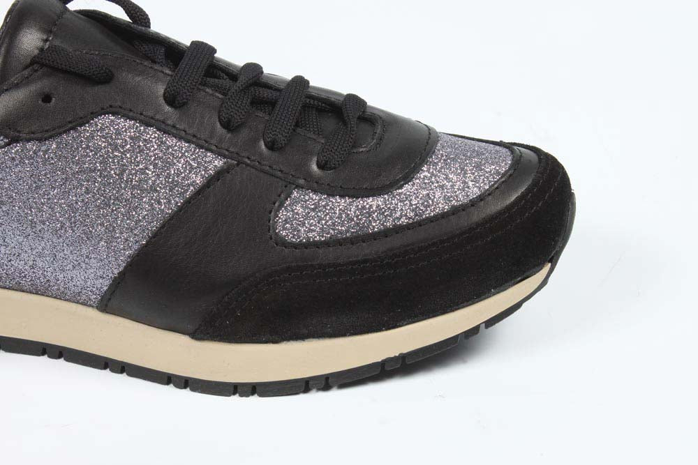 Sneaker da donna V 1969 Italia 602 GLITTER CANNA FUCILE VITELLO NERO