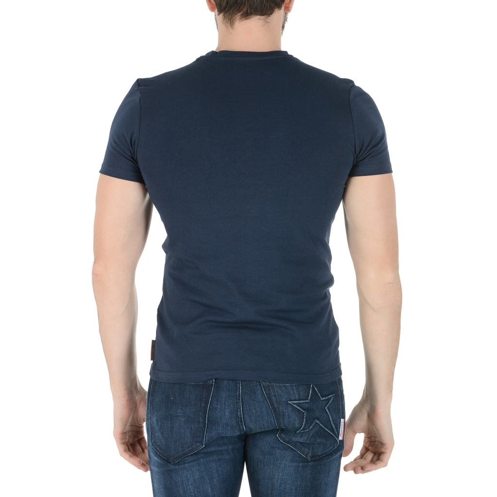 Andrew Charles Maglietta da uomo a maniche corte con scollo rotondo blu KEITA